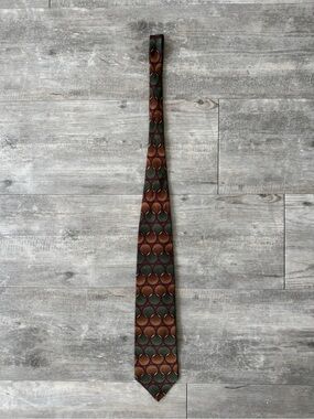 Grateful Dead Green and Brown Geometric Silk Tie